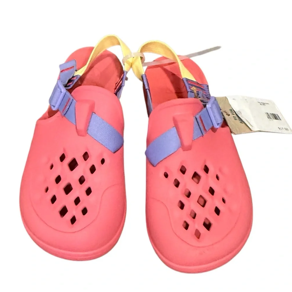 Chaco Chillos Rose Pink Yellow and Purple Clogs, size 5 NWT